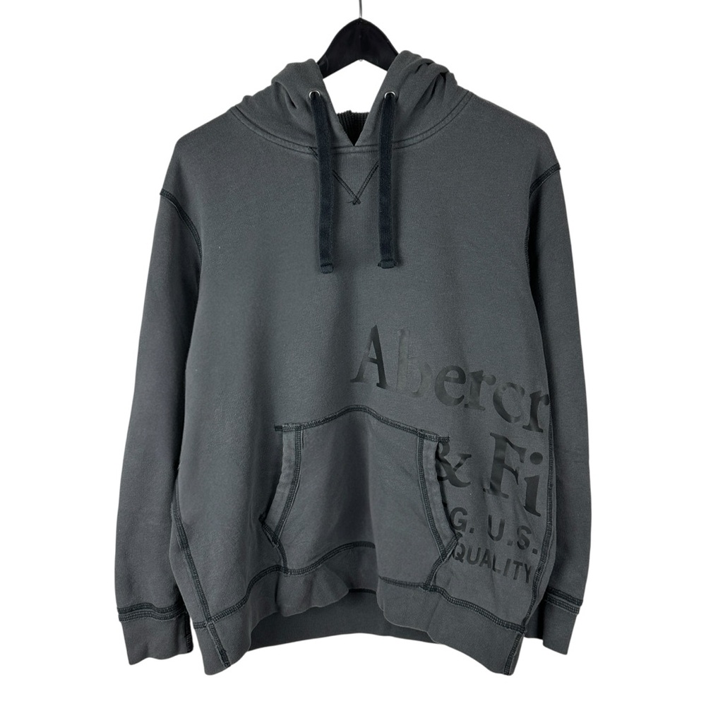 Mens Y2K Abercrombie & Fitch Soft AF Fleece Grey Pullover Hoodie Size M